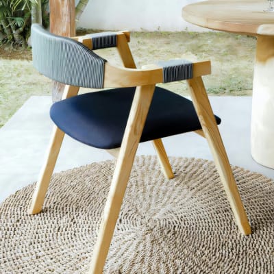 Rimini Armchair Grey Rope & Blue Cushion