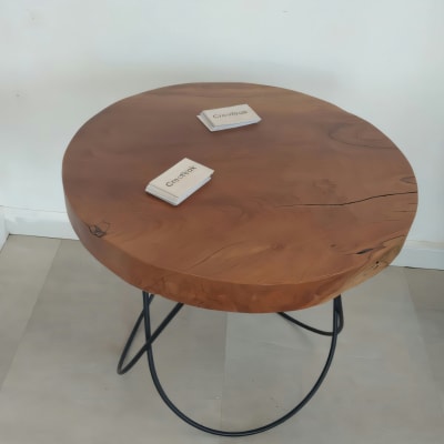 Teak Side Table with Metal Legs