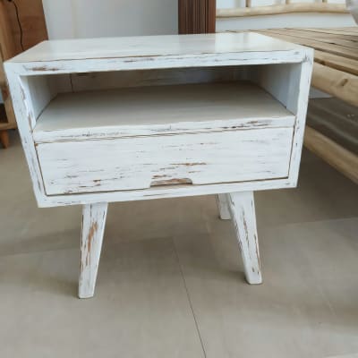 Bed Side Table White Wash