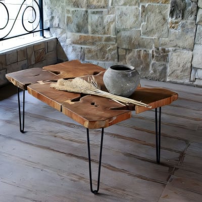 Tree Slices Coffee Table of 6 Pieces with Butterfly Connection