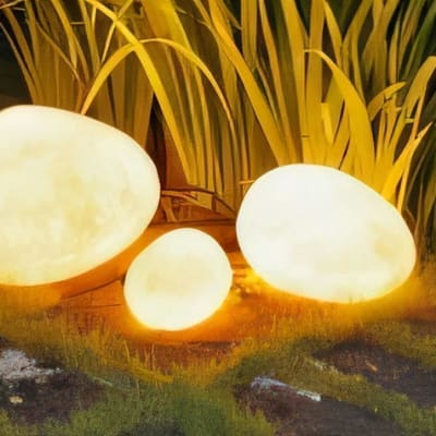 Stone Lamp Set of 3 without Electric Cable