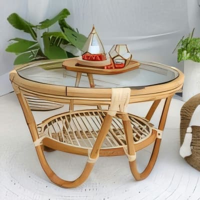 Sumatra Round Table with Glass Top