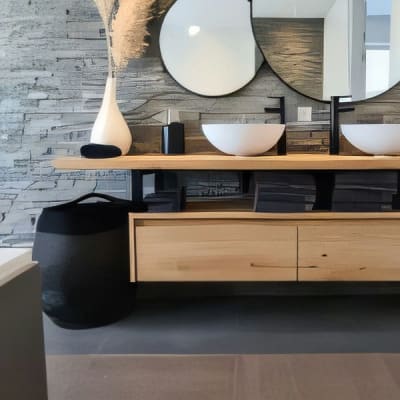 Wooden Plank with Cabinet