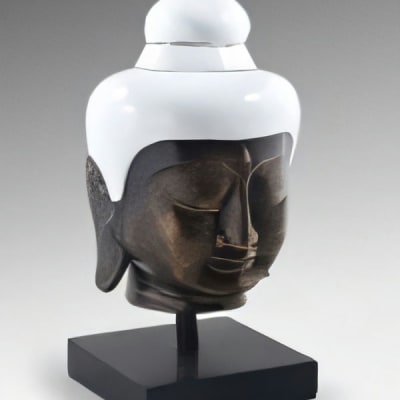 Buddha Head on Stand White - Medium