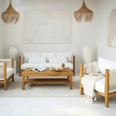 Tahiti Living Set of Four Including Beige Cushion Set