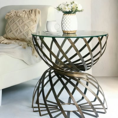 Lanca Side Table with Glass Top