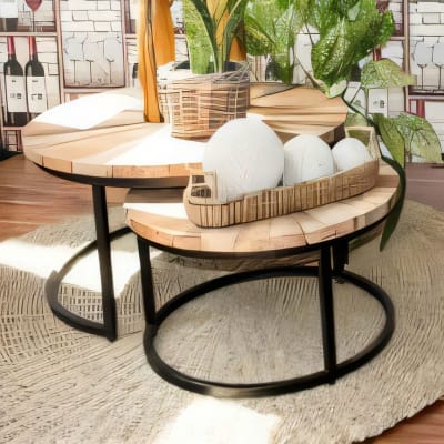 Java Round Table Set 2 with Iron Legs