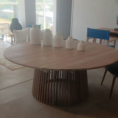 Kentana Round Table - Medium White Wash 140*