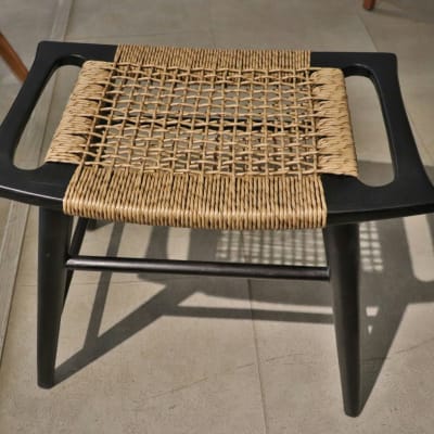 Jamiee Stool Black Frame Natural Rope