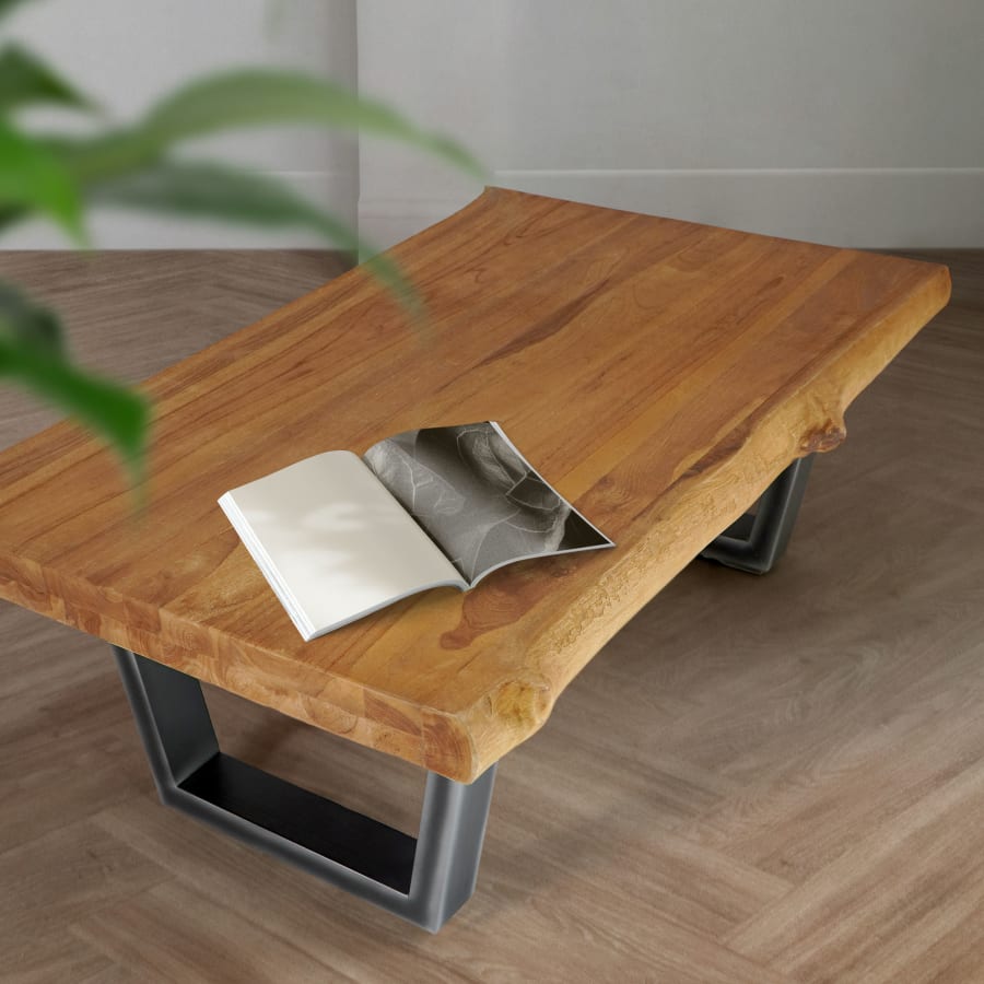 Country Coffee Table with "v" Metal Legs Large