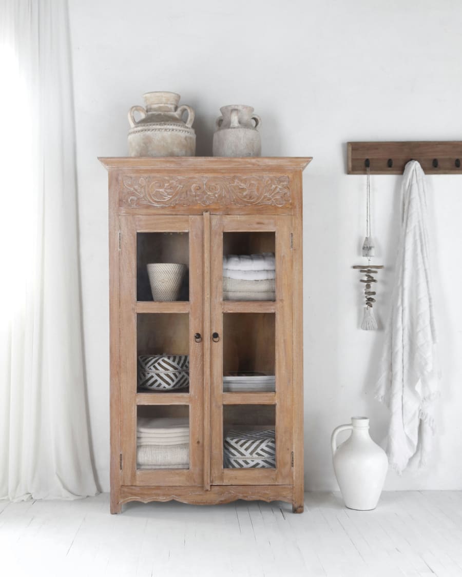 Sentani Carving Bookcase with 2 Doors