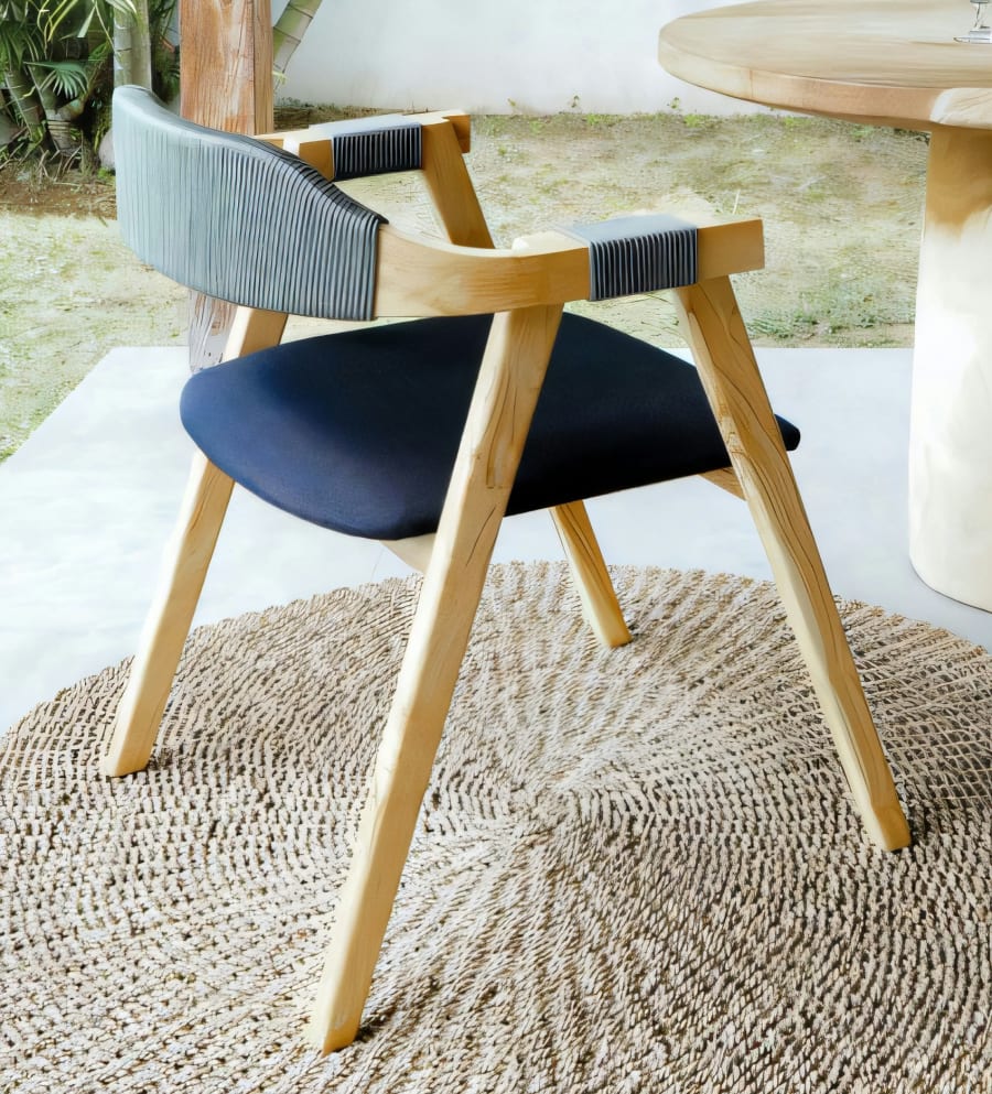Rimini Armchair Grey Rope & Blue Cushion