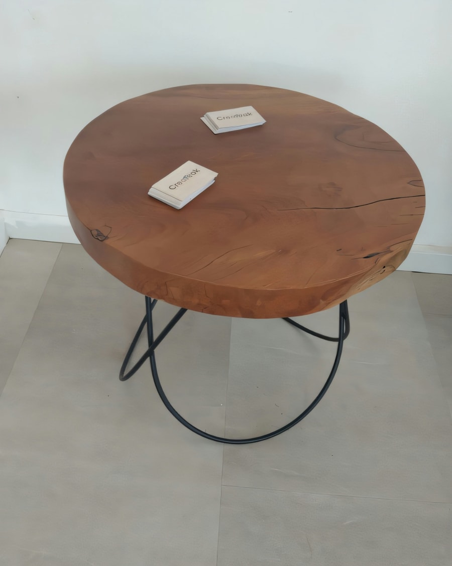Teak Side Table with Metal Legs