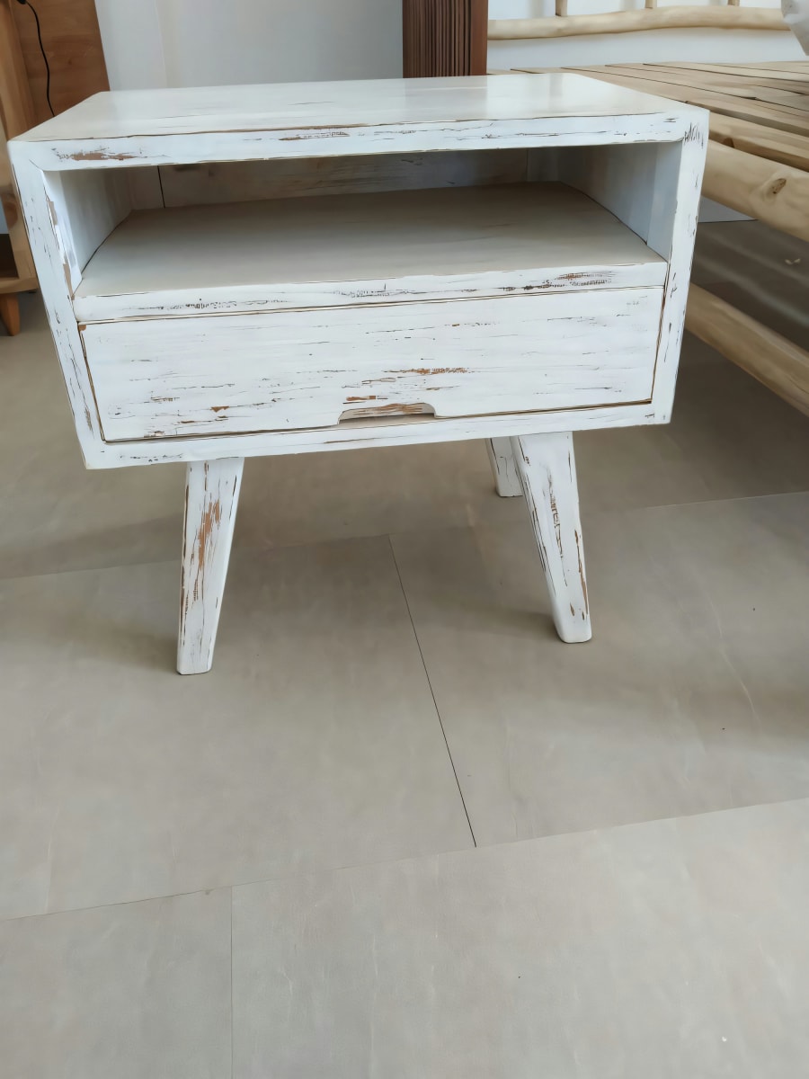 Bed Side Table White Wash