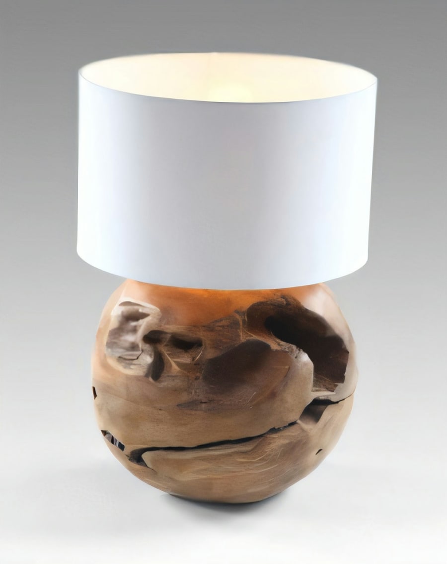 Teak Ball Table Lamp - without Electric Cable