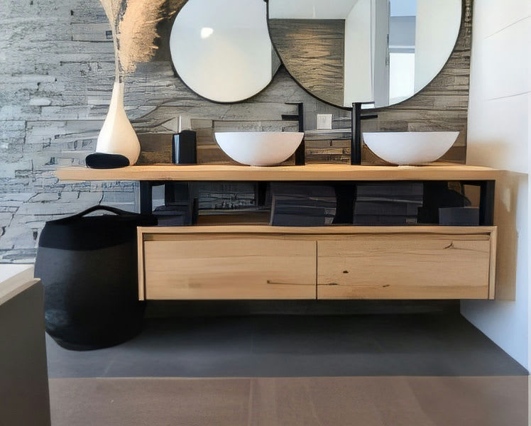 Wooden Plank with Cabinet