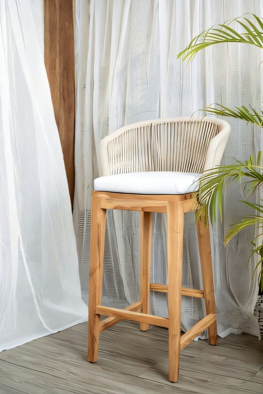 Lucia Bar Chair Including Off White Cushion Seat