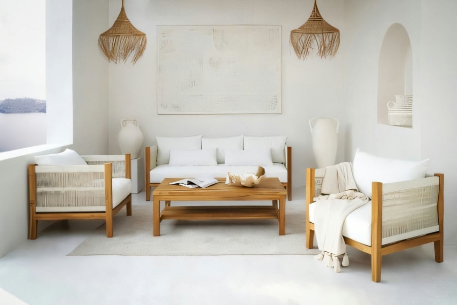 Tahiti Living Set of Four Including Beige Cushion Set