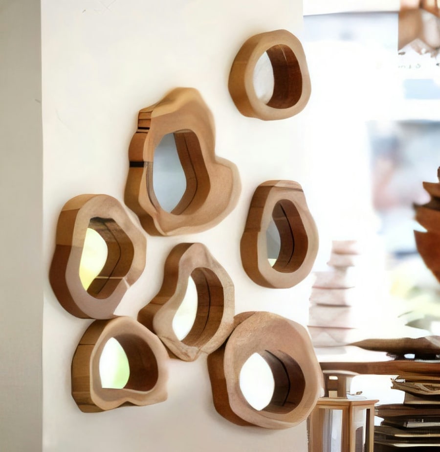 Teak Slice Mirror