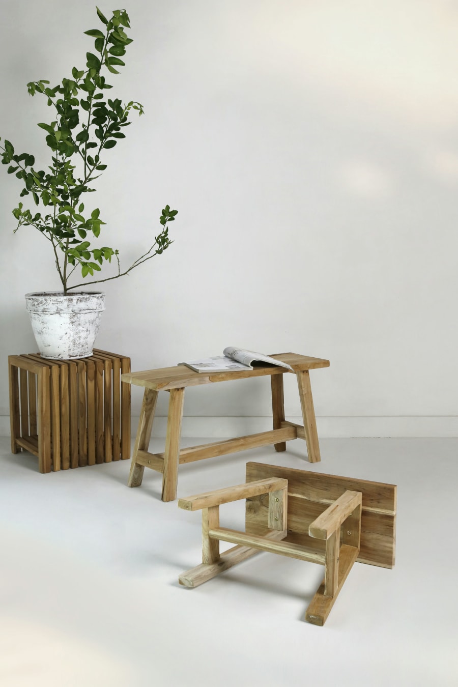 Ranch Bench Medium - Kd White Wash