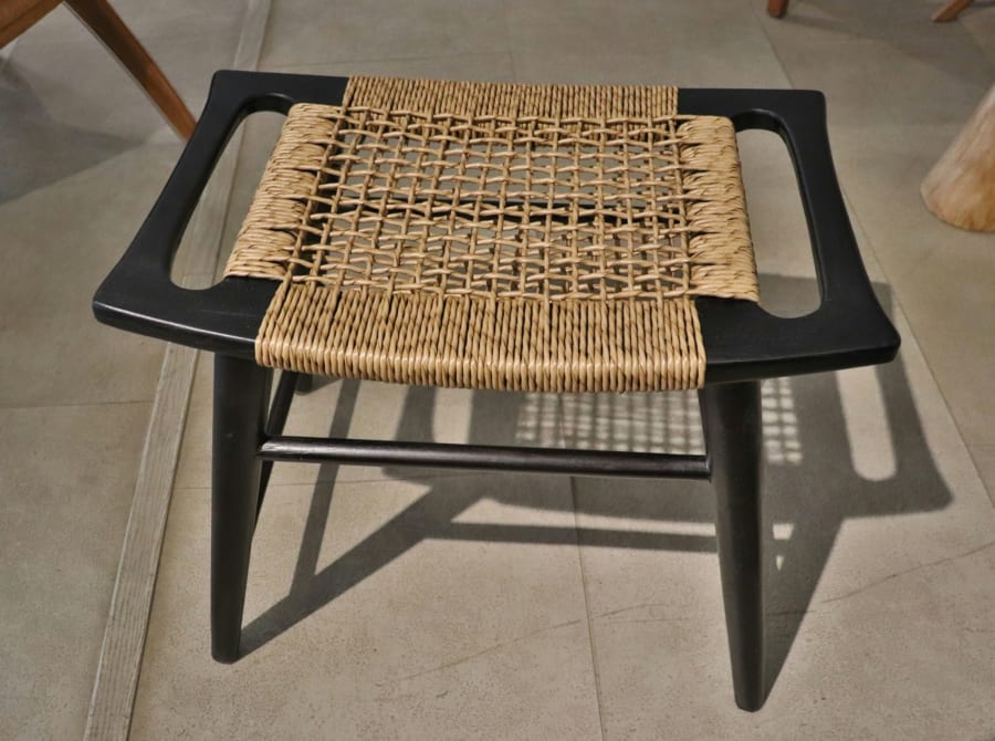 Jamiee Stool Black Frame Natural Rope