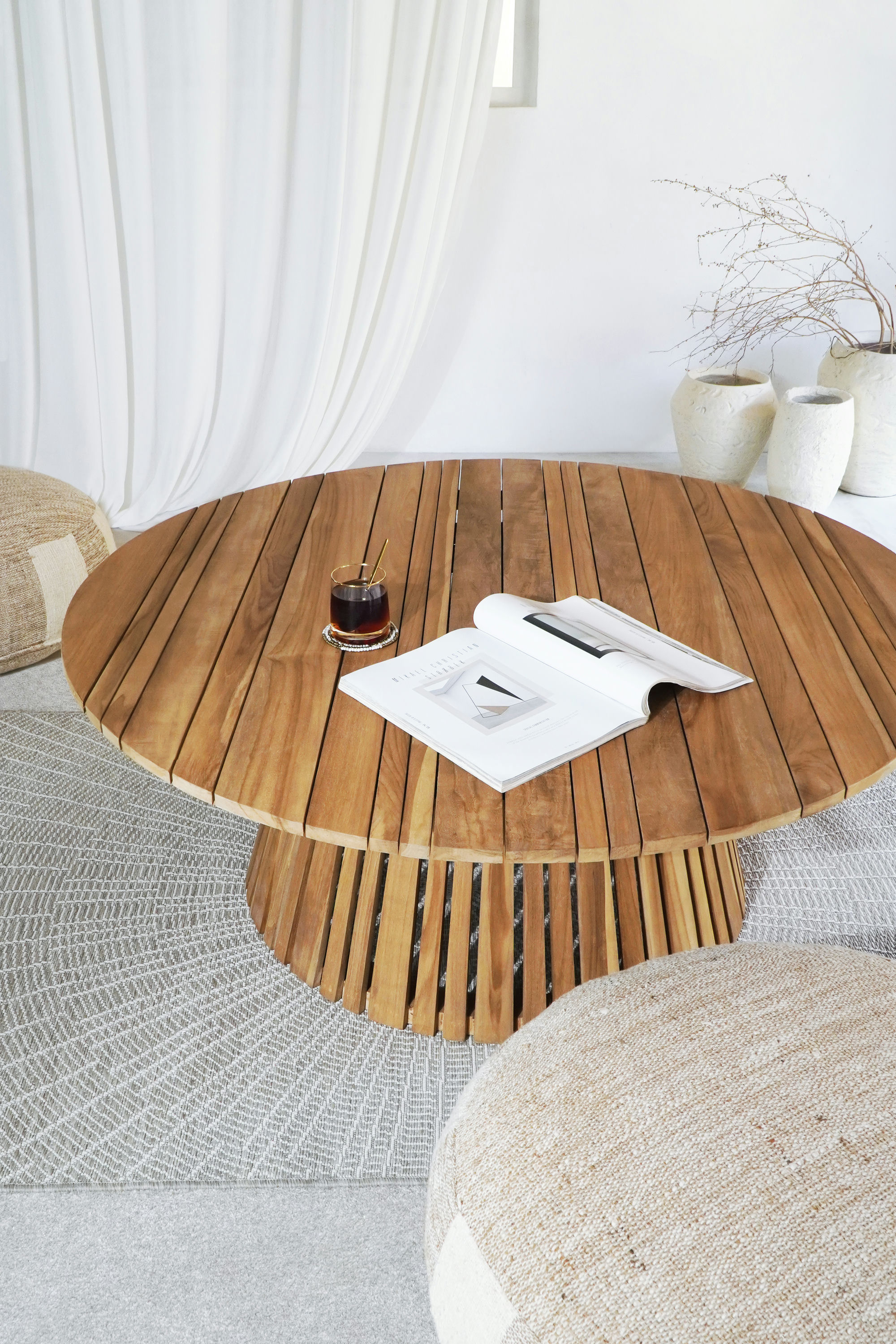 KENTANA COFFEE TABLE WITH SLAT TOP FOR OUTDOOR