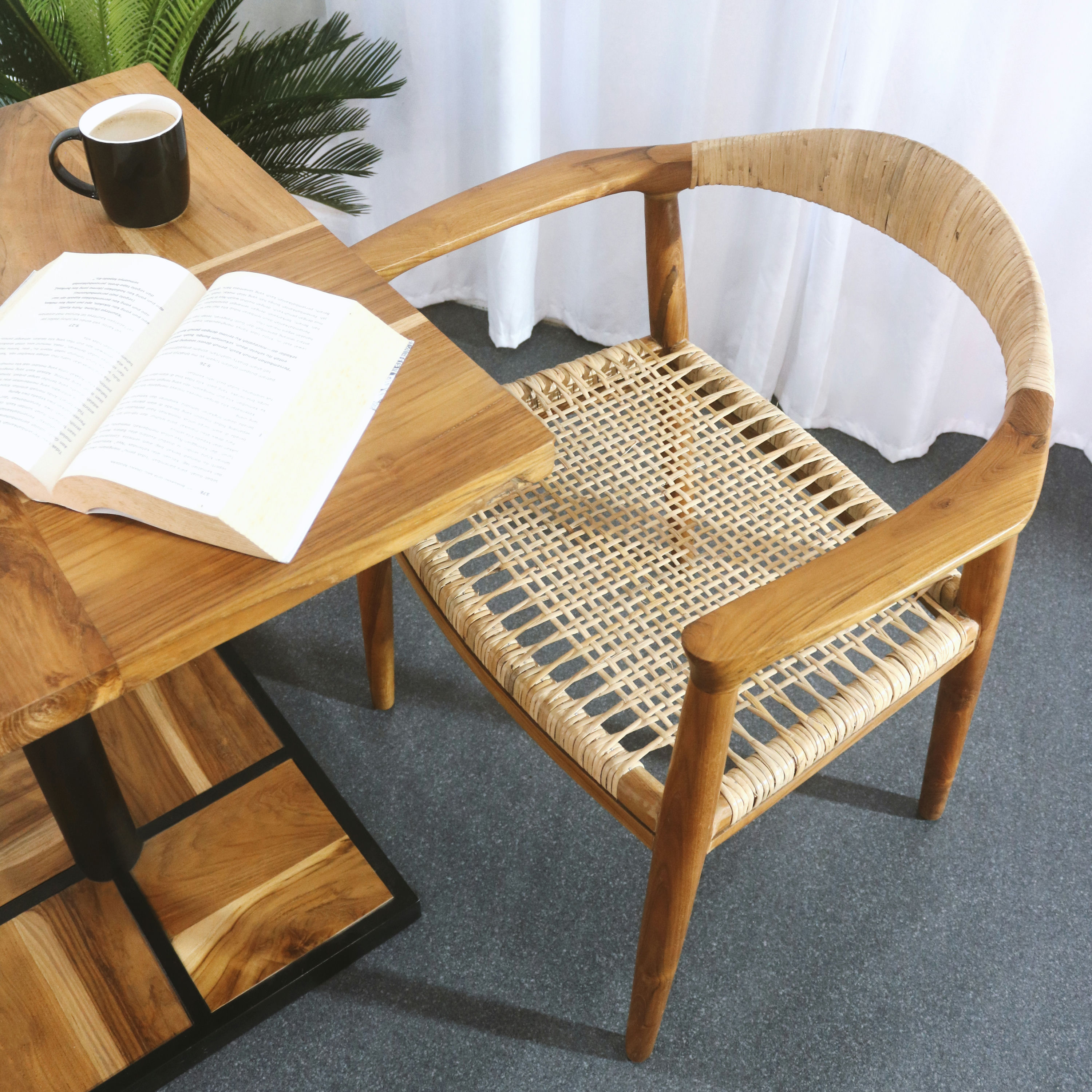 KOPENHAGEN ARM CHAIR WITH RATTAN SEAT