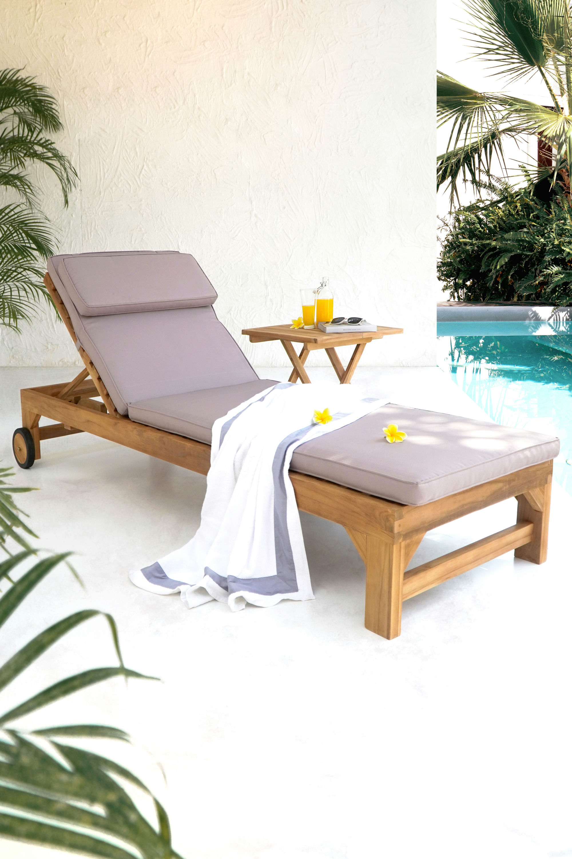 RAMA SUN LOUNGERS WITH BEIGE CUSHION