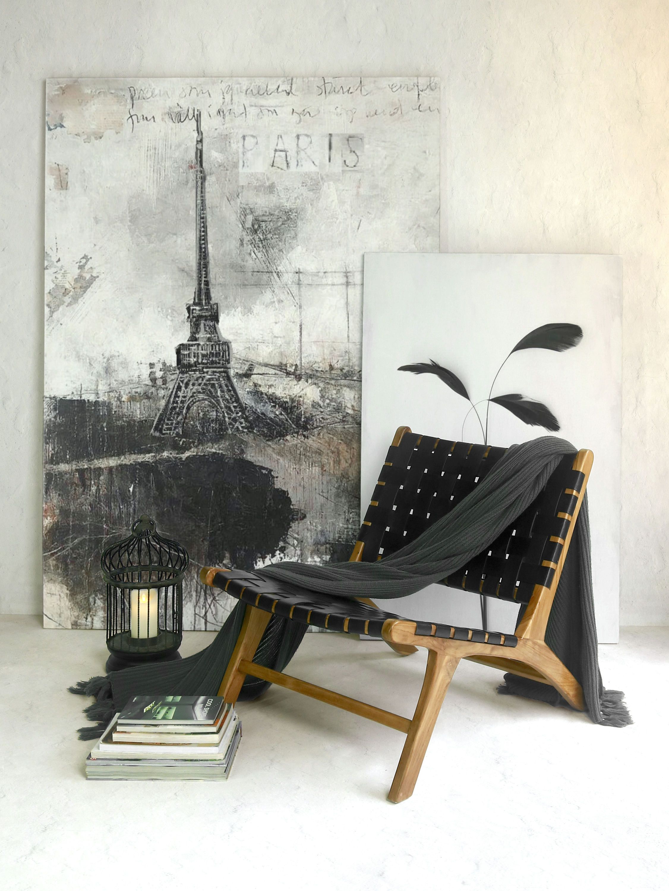 CATANIA CHAIR BLACK LEATHER & CONJAK FRAME